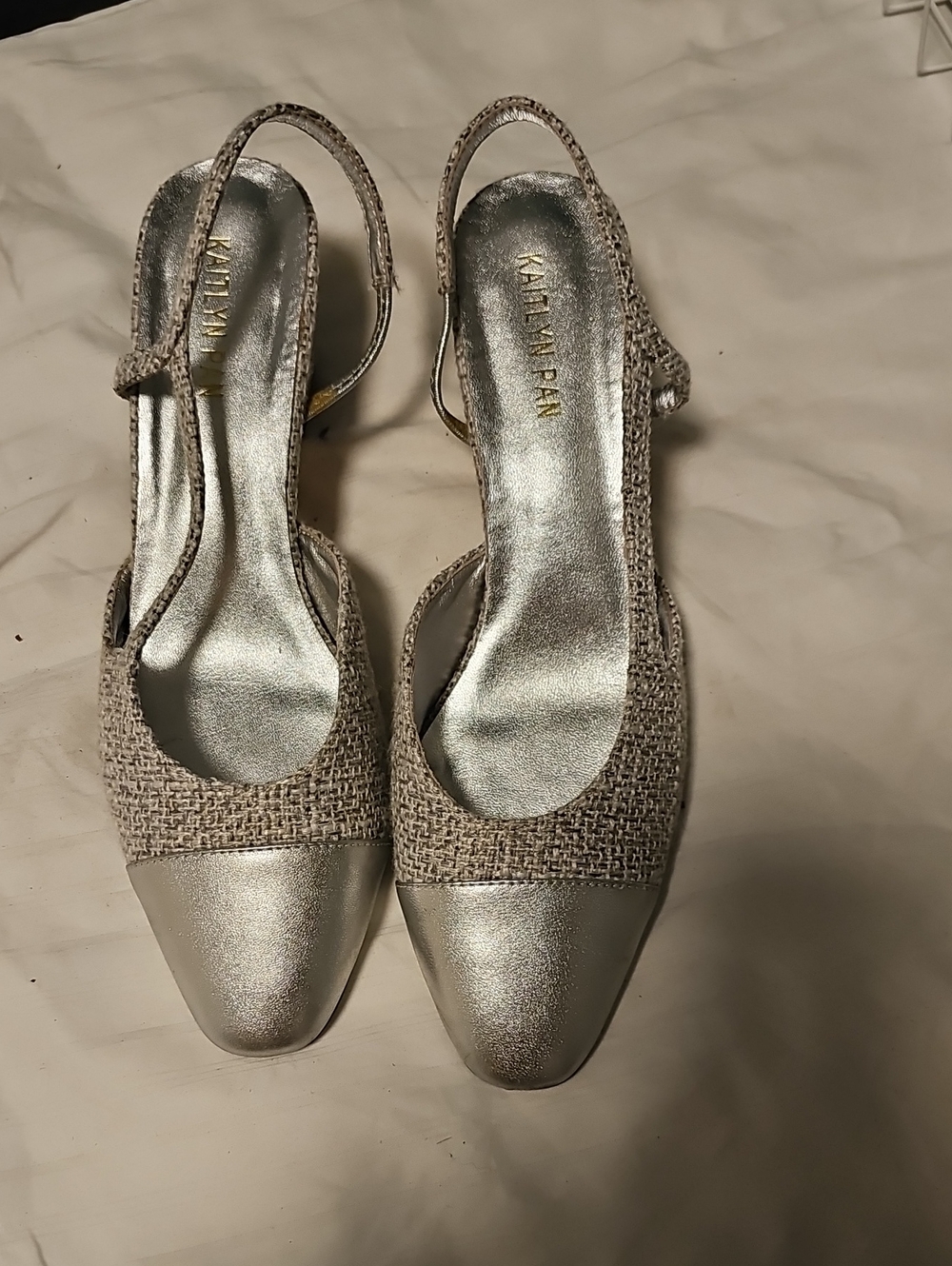 Kaitlyn Pan Silver Slingback Heels for Women